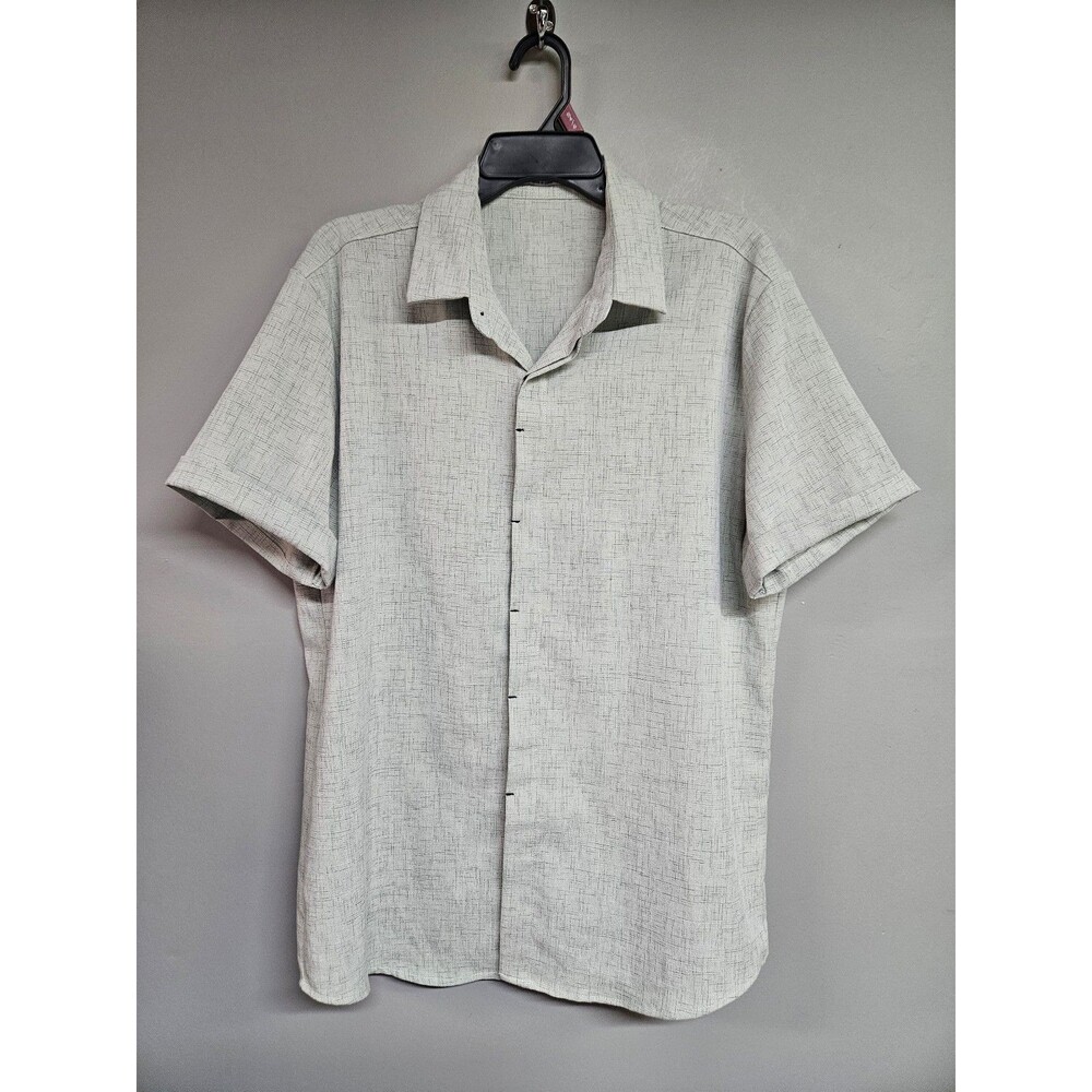 Coofandy Men's medium Short Sleeve Button Front Shirt Textured linen
